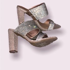 diamond embellished backless bamboo heels